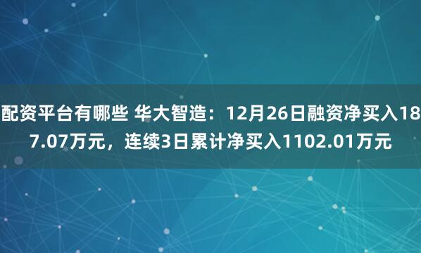 配资平台有哪些 华大智造：12月26日融资净买入187.07万元，连续3日累计净买入1102.01万元