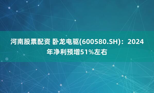 河南股票配资 卧龙电驱(600580.SH)：2024年净利预增51%左右