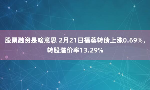 股票融资是啥意思 2月21日福蓉转债上涨0.69%，转股溢价率13.29%