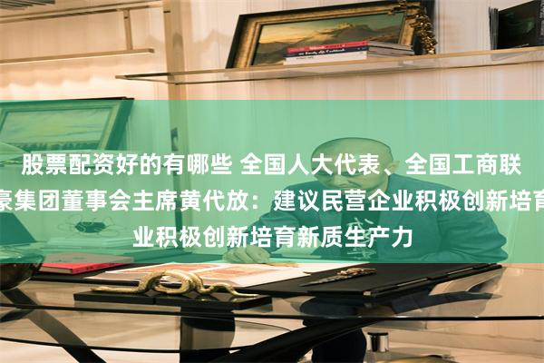 股票配资好的有哪些 全国人大代表、全国工商联副主席、泰豪集团董事会主席黄代放：建议民营企业积极创新培育新质生产力